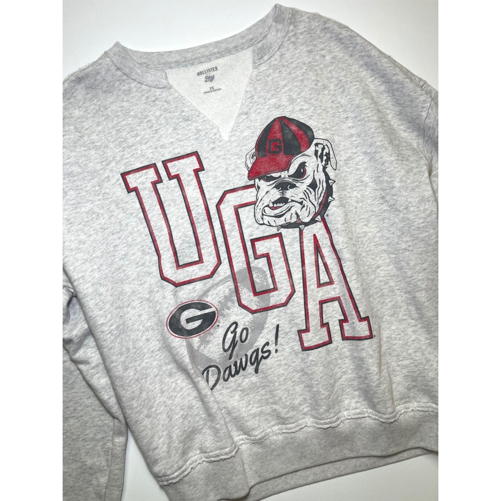 Hollister Blue UGA Georgia Bulldogs Sweatshirt XS Gray Vintage Beach Pullover